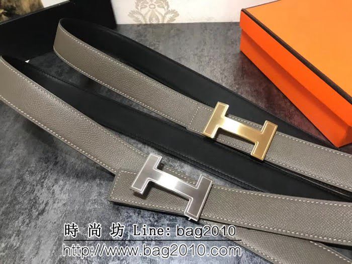 愛馬仕HERMES 雙面原版進口牛皮 拋光雕刻logo 雙面可用 高端男士皮帶 HHG1474
